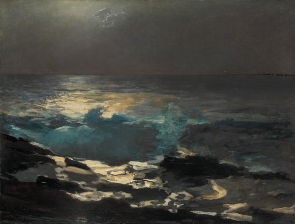 Clair de lune, phare de Wood Island de Homer (1894), reproduction en affiche d'art