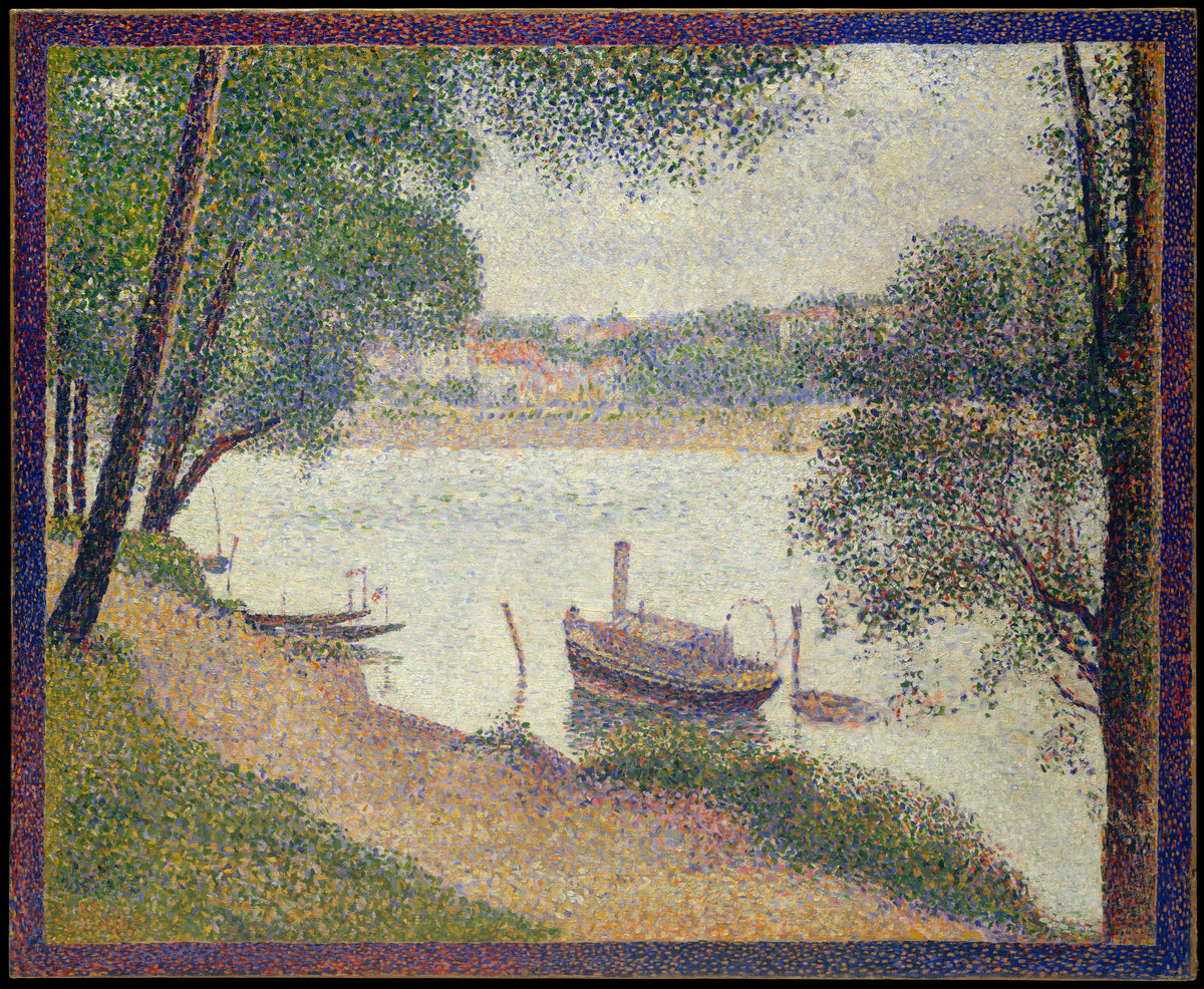 Temps gris, île de la Grande Jatte de Seurat (vers 1886-1888), reproduction en affiche d'art