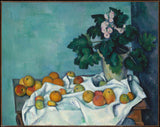 Nature morte aux pommes et pot de primevères – Cézanne