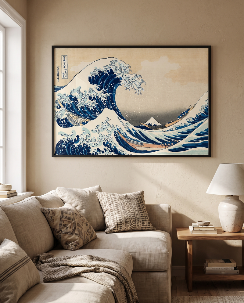 La Grande Vague encadrée dans un salon